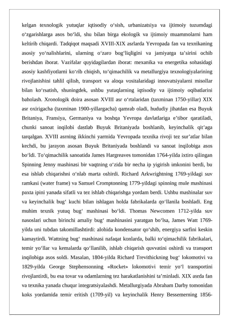XVIII-XIX asrlarda Yevropada fan va texnikaning rivojlanishi 2