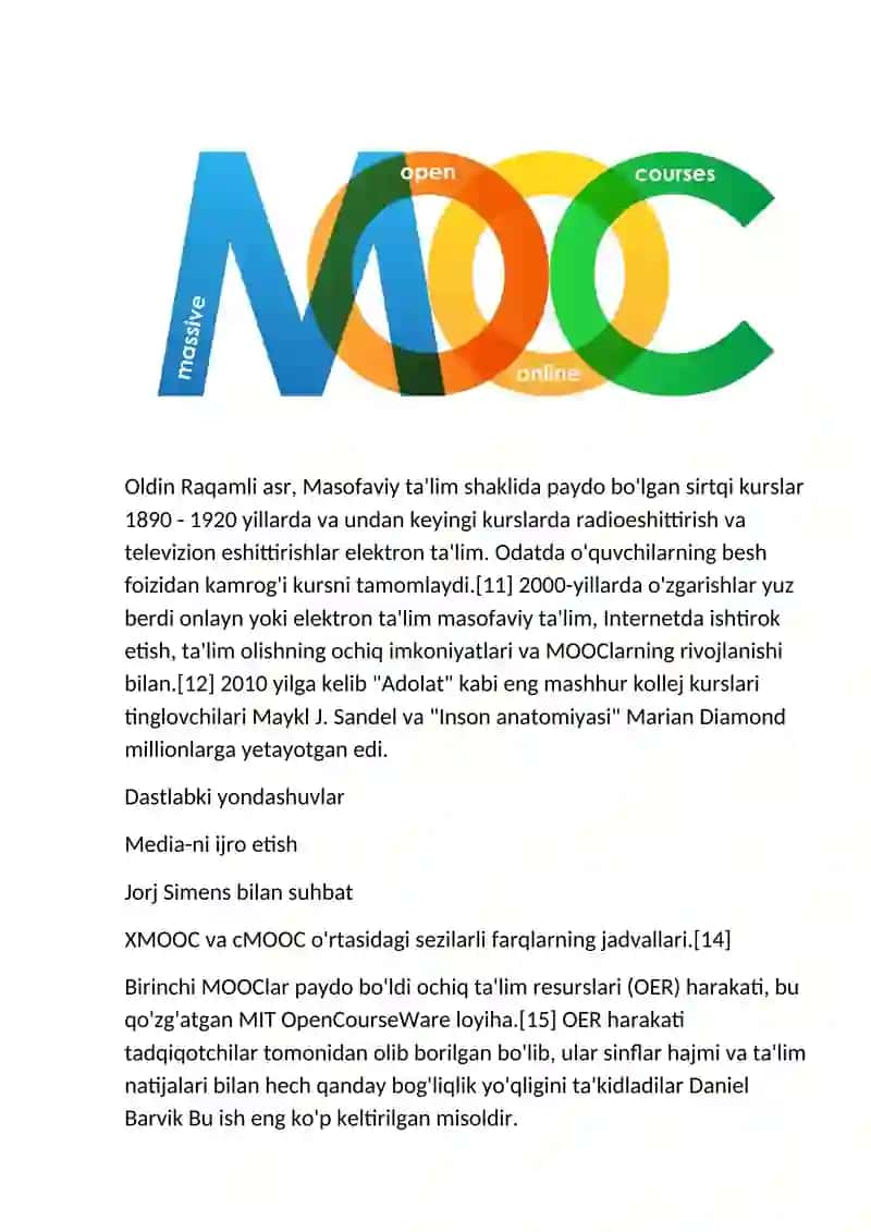 Ommaviy ochiq online kurslar 2