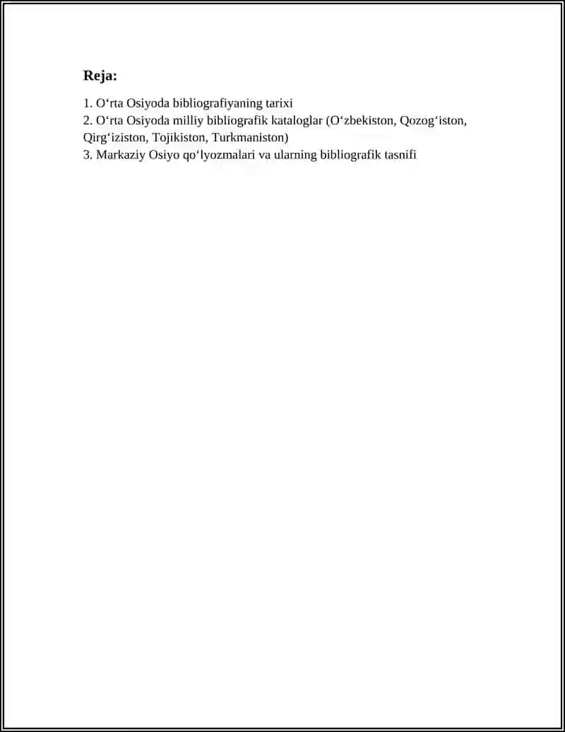 O'RTA OSIYODA BIBLIOGRAFIYA 2