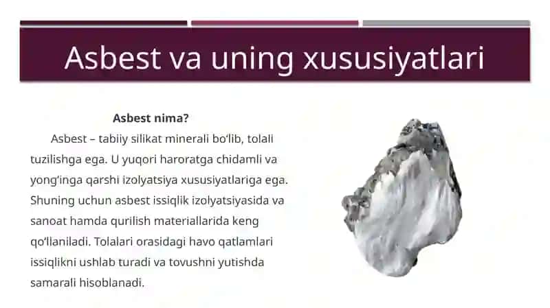 Asbest asosidagi issiqlik izolyatsiya buyumlar 2