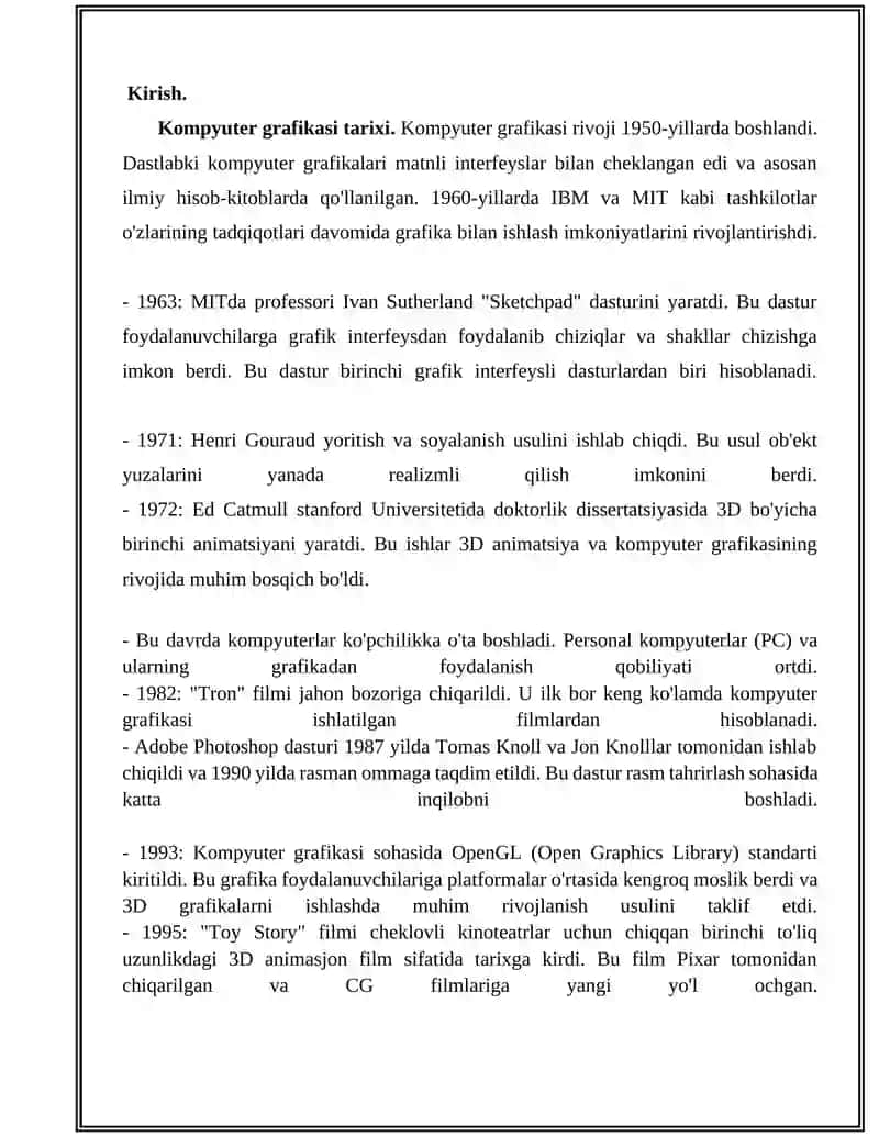 Kompyuter grafikasi va uning turlari 2