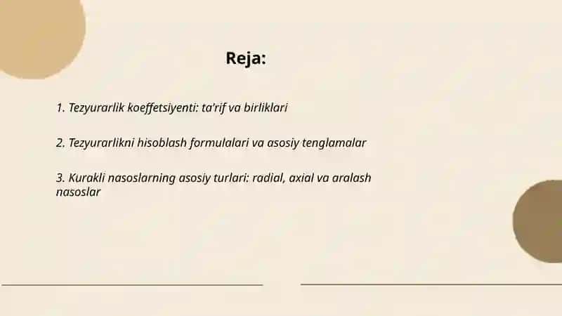 Tezyurarlik koeffetsiyenti va kurakli nasoslarning turlari 2