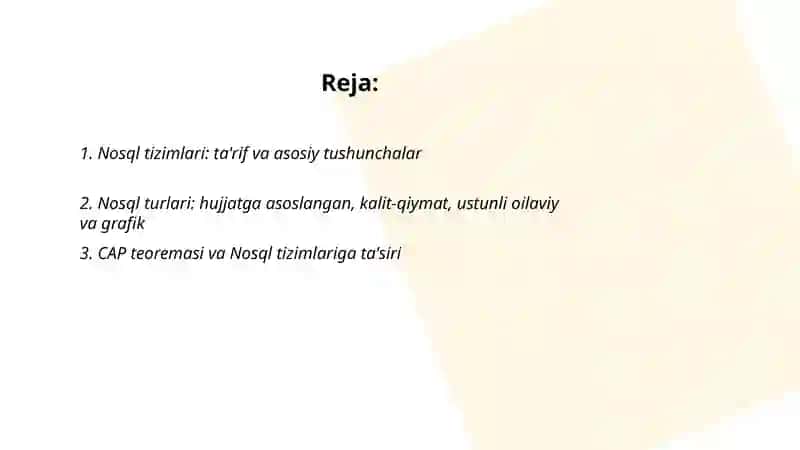 Nosql tizimlari haqida 2