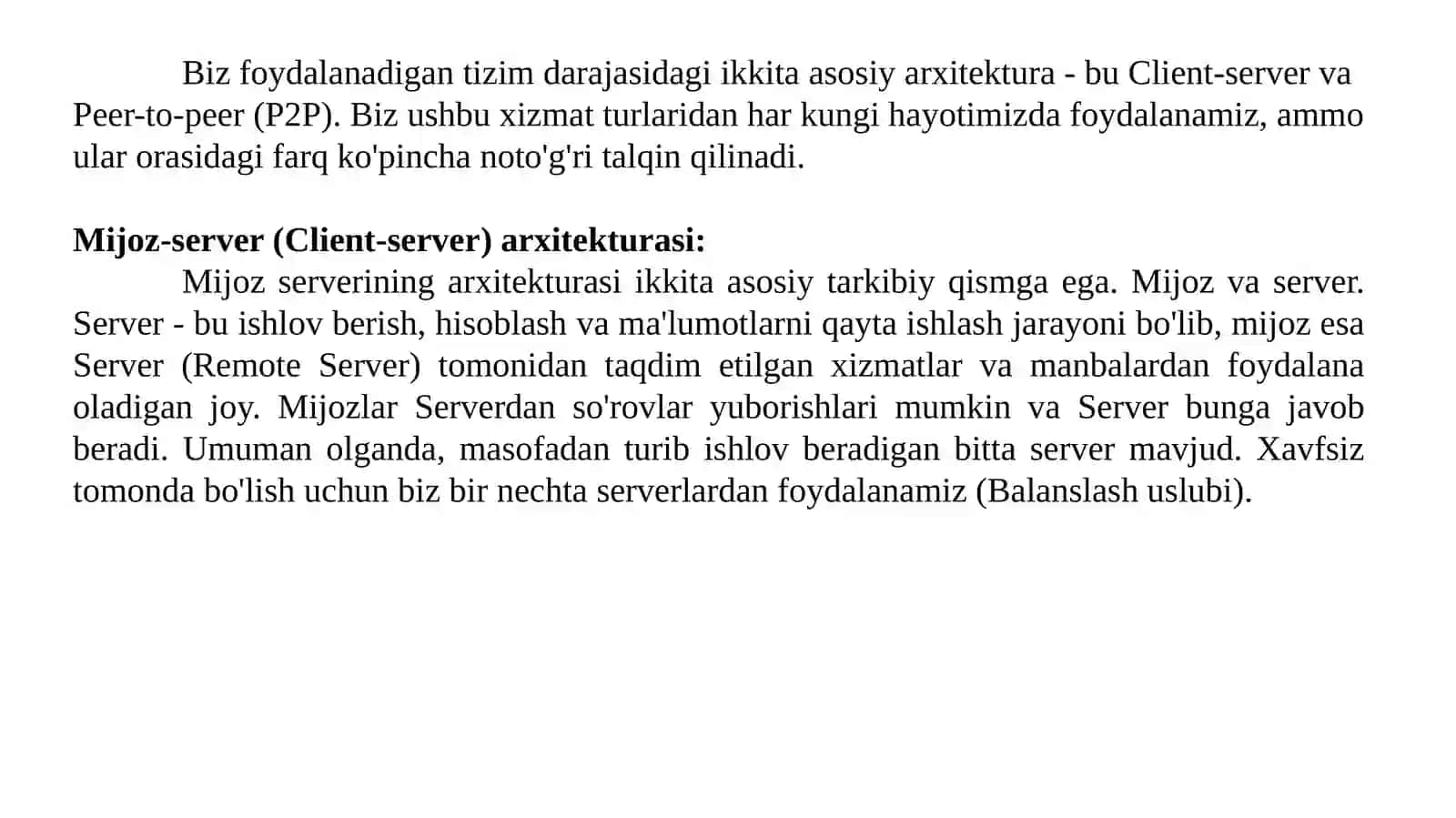 Тақсимланган тизимларнинг архитектуравий хусусиятлари 2