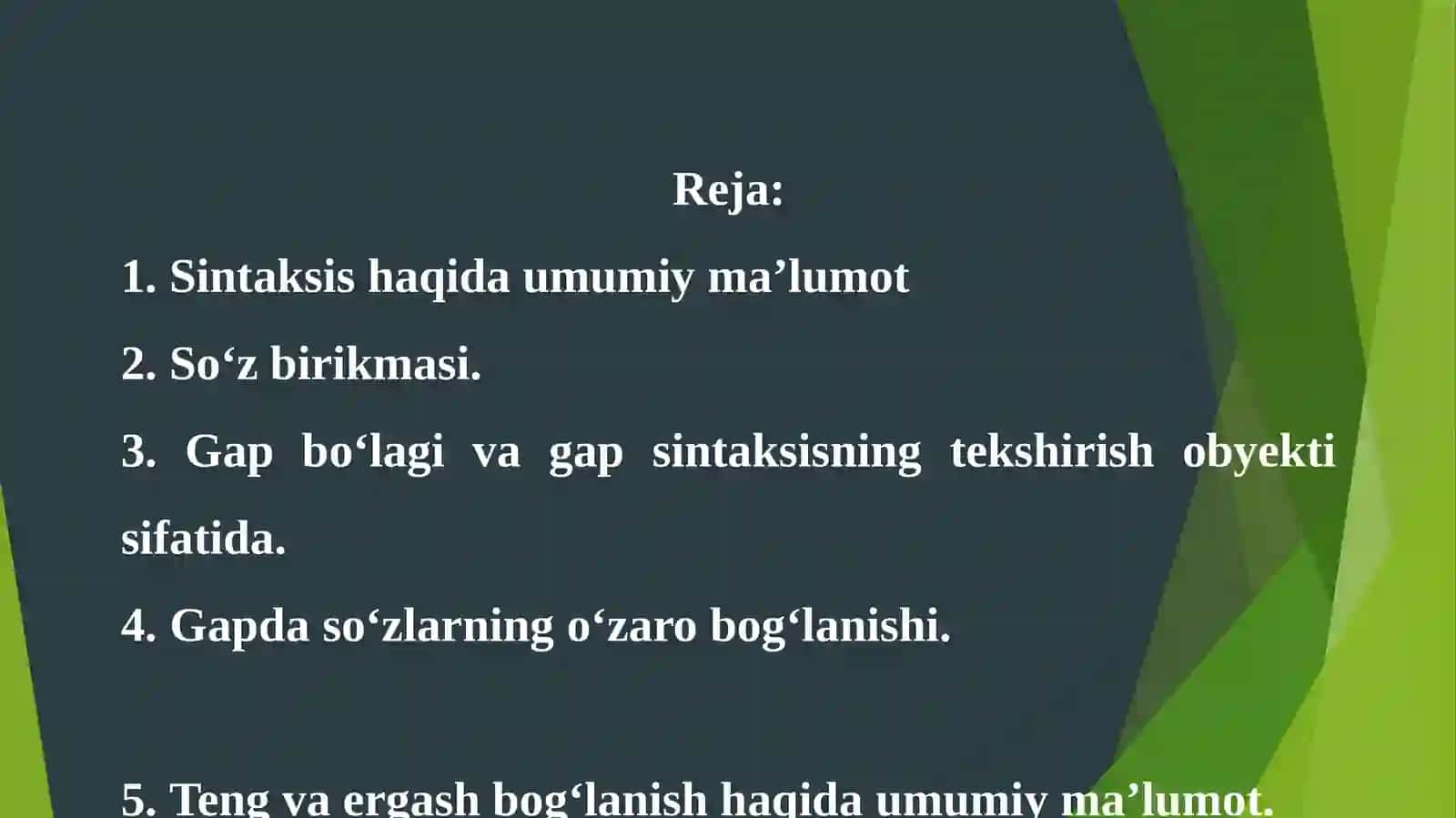 Sintaksis. So‘z birikmasi sintaksisi 2