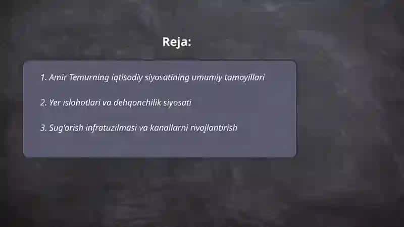 Amir Temurning Iqtisodiy qarashlari 2