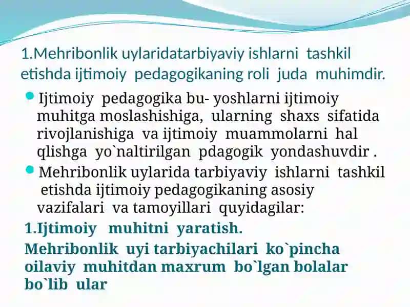 Mehribonlik uylarida ijtimoiy pedagogika 2