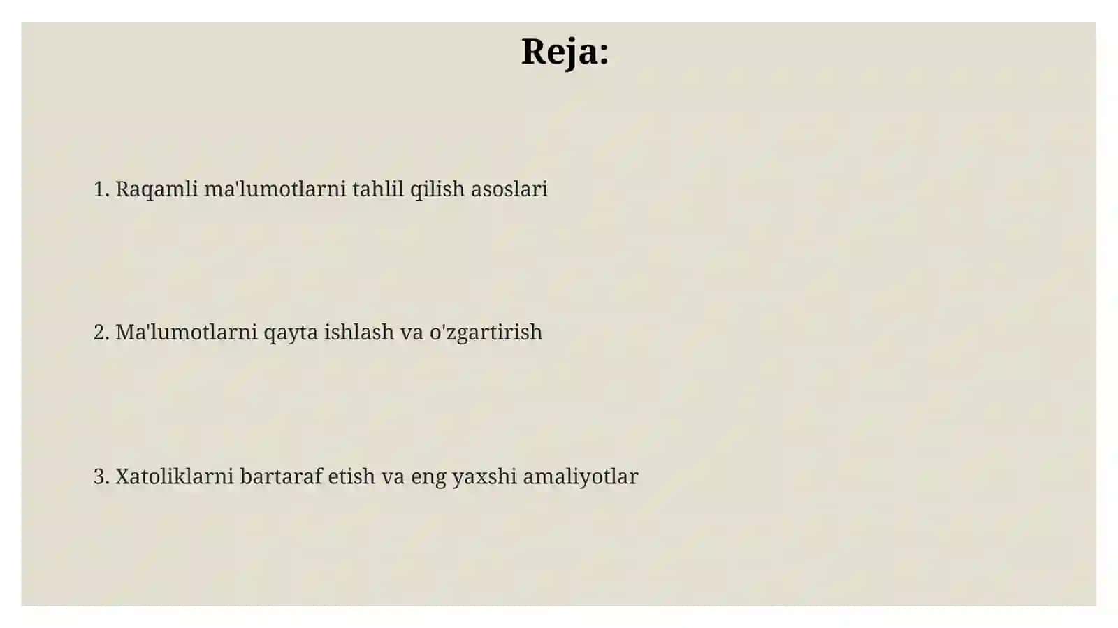 Raqmli malumotlar bilan ishlash 2