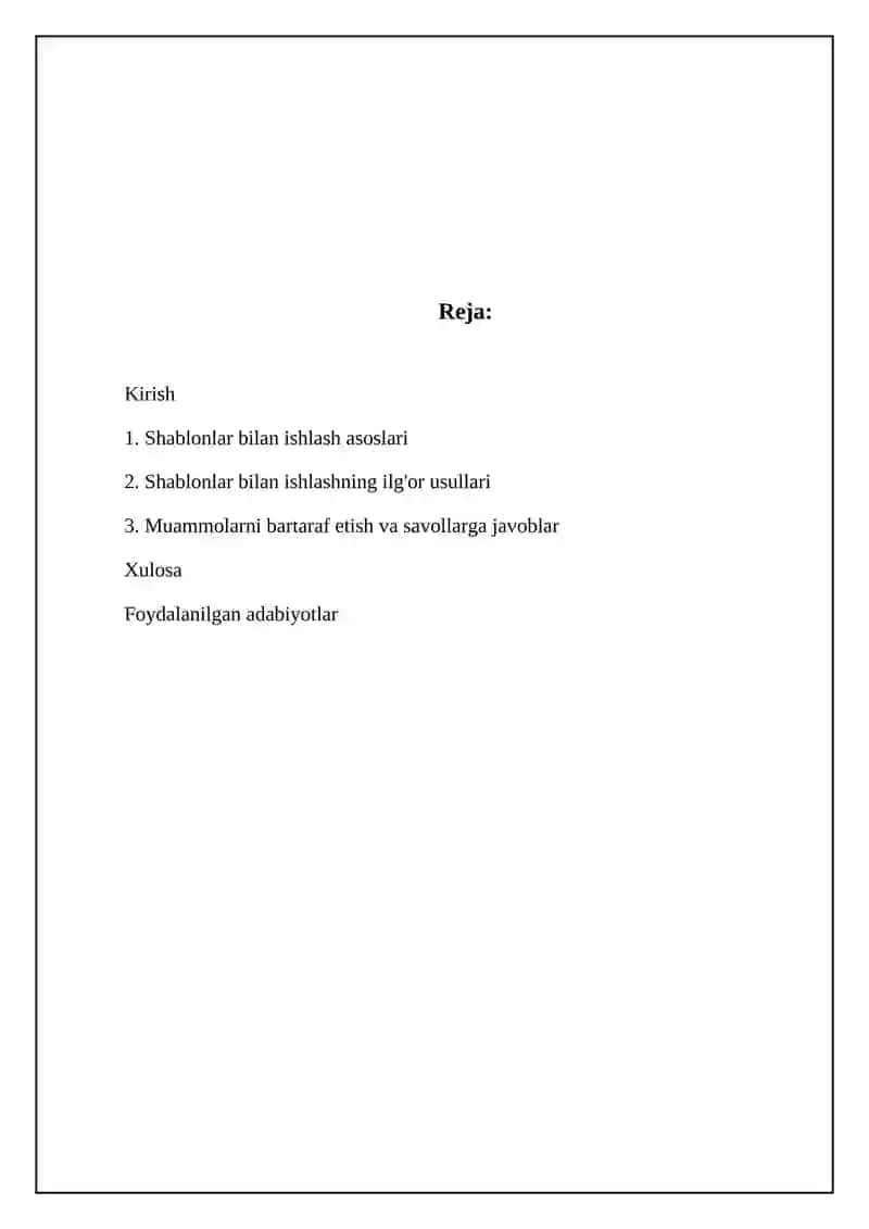 Wordda shablonlar bilan ishlash 2