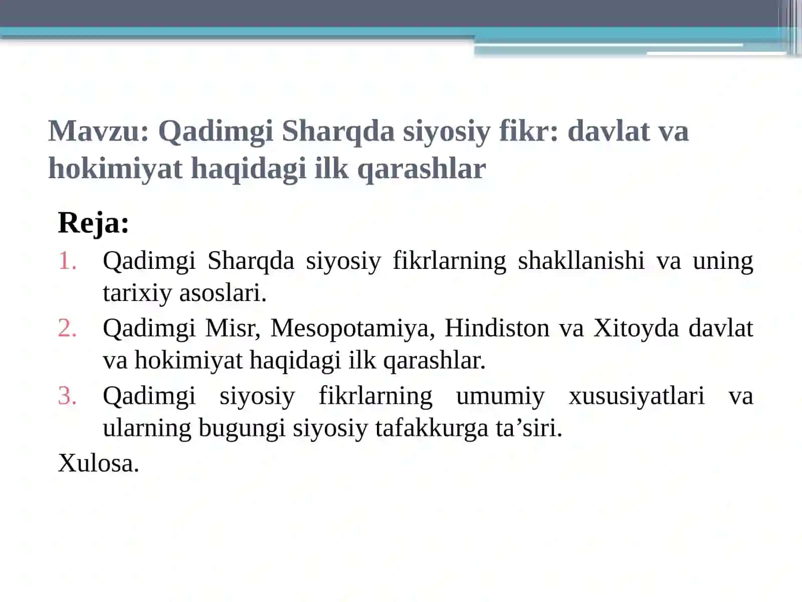 Jahon siyosiy-mafkuraviy ta’limotlar tarix 2