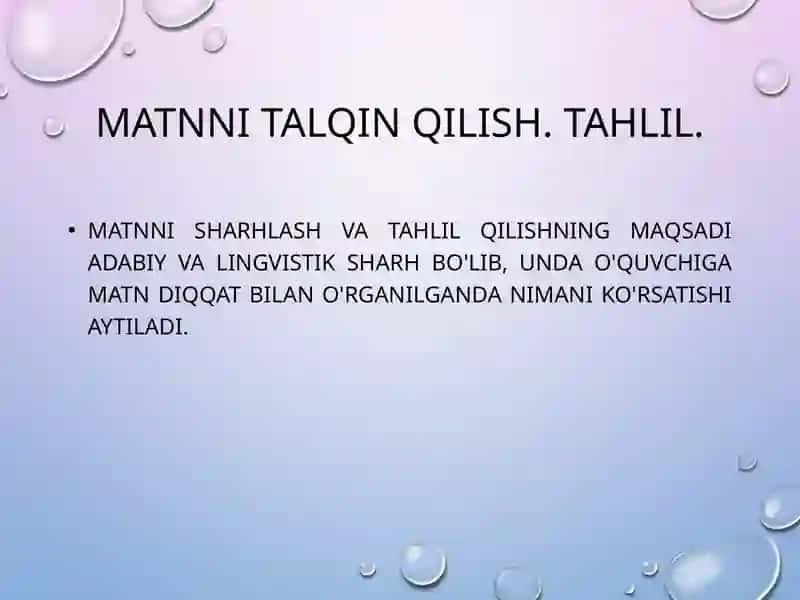 Matnni talqin qilish 2