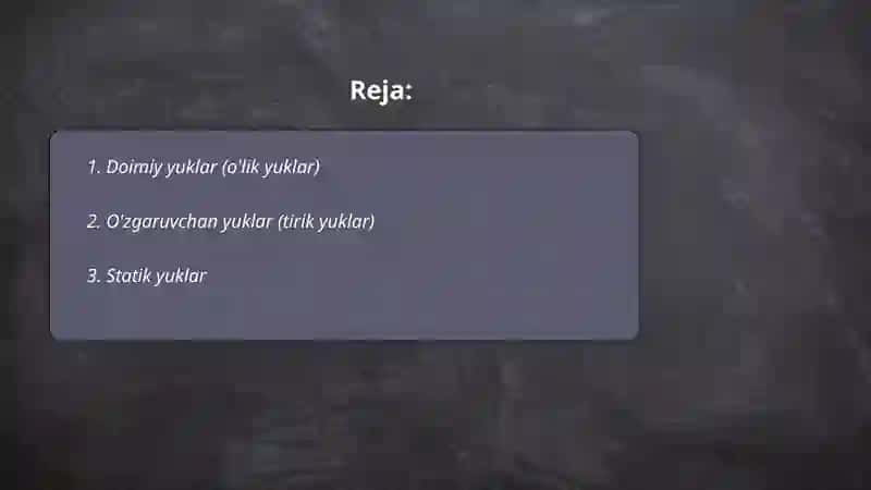 Yuklarning tasnifi 2