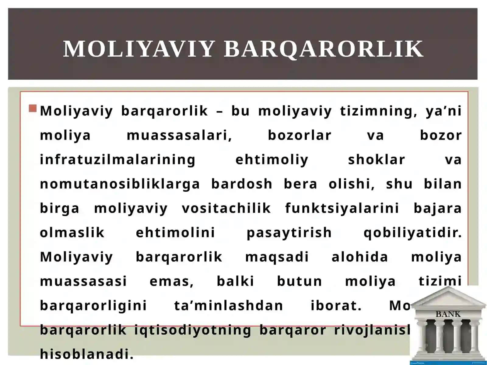 Xalqarobanklarning moliyaviy barqarorligi 2