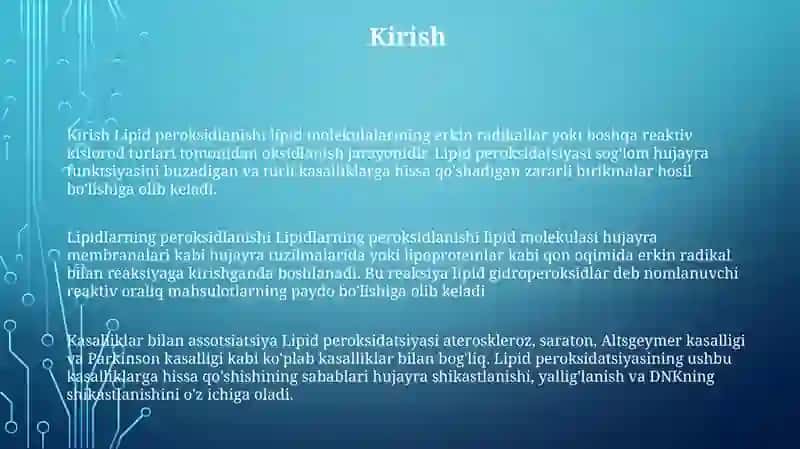 Lipidlar Pereoksidlanishi 2