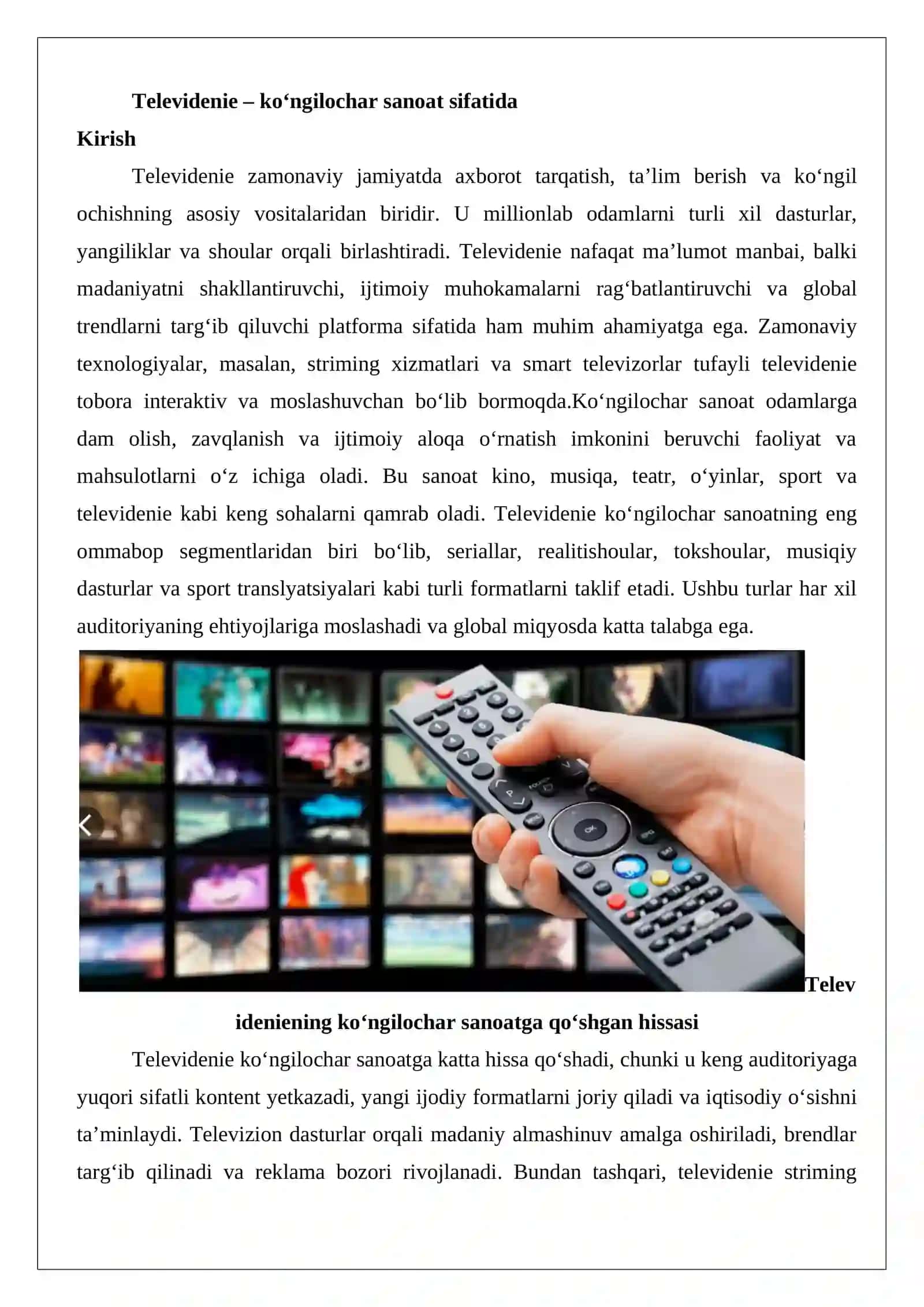 Televidenie – ko‘ngilochar sanoat sifatida 2
