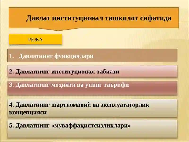 Давлат институционал ташкилот сифатида 2