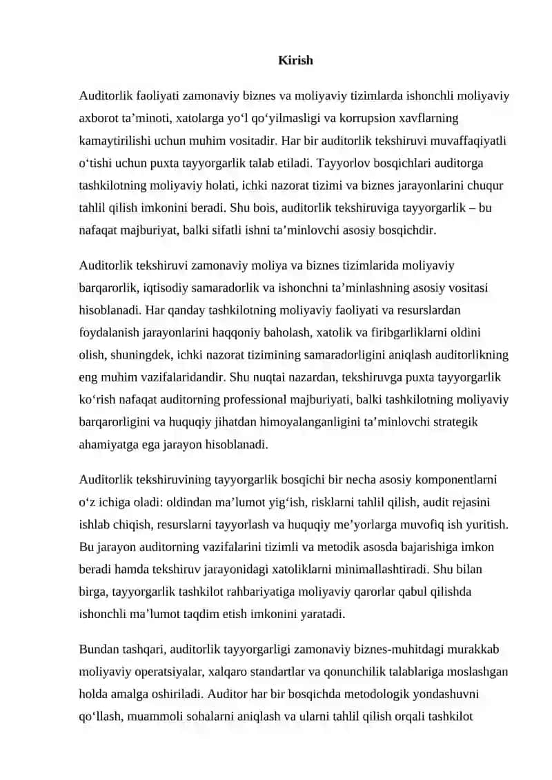 AUDITORLIK TEKSHIRUVIGA TAYYORGARLIK KO‘RISH 2