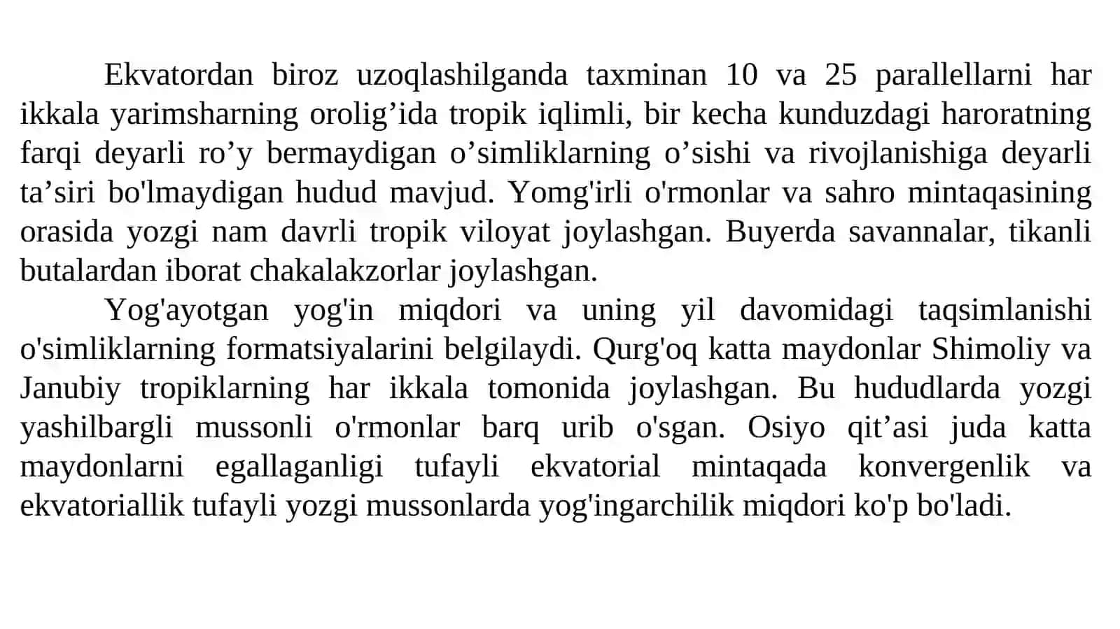 O’simliklarning mintaqalar bo’yicha tarqalishi 2