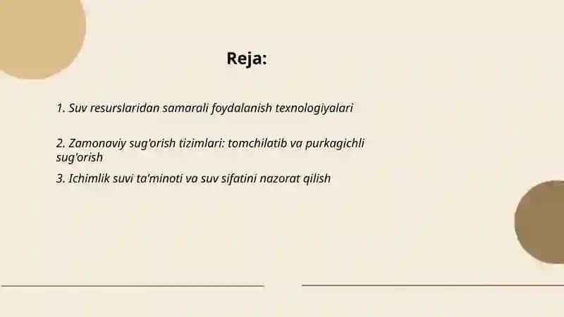 Suv resurslaridan foydalanish texnologiyalari 2