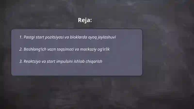 Pastgi startdan chiqish 2