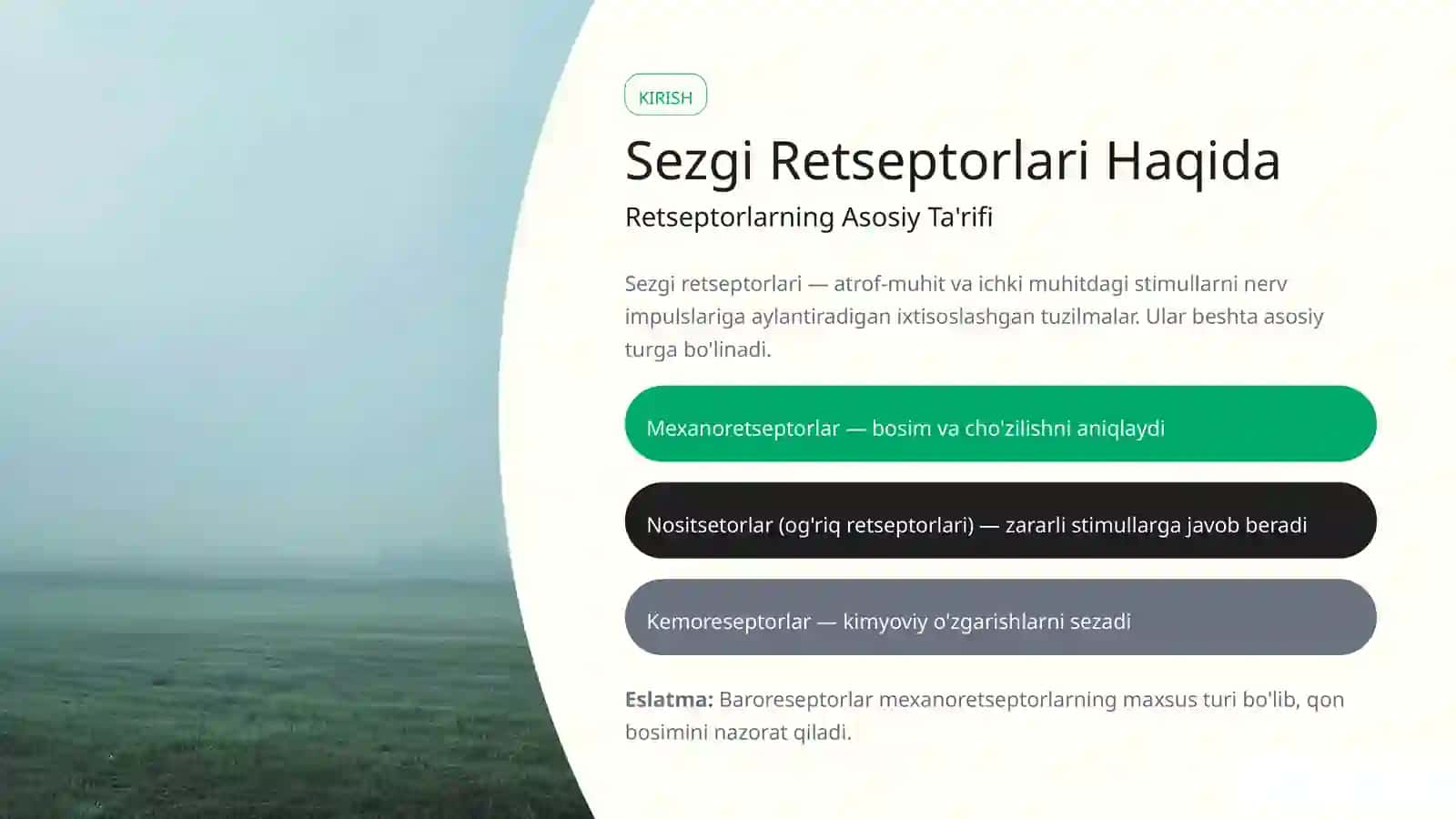 RetseptorlarOg'riq, Baro- va Hemoreseptorlar 2