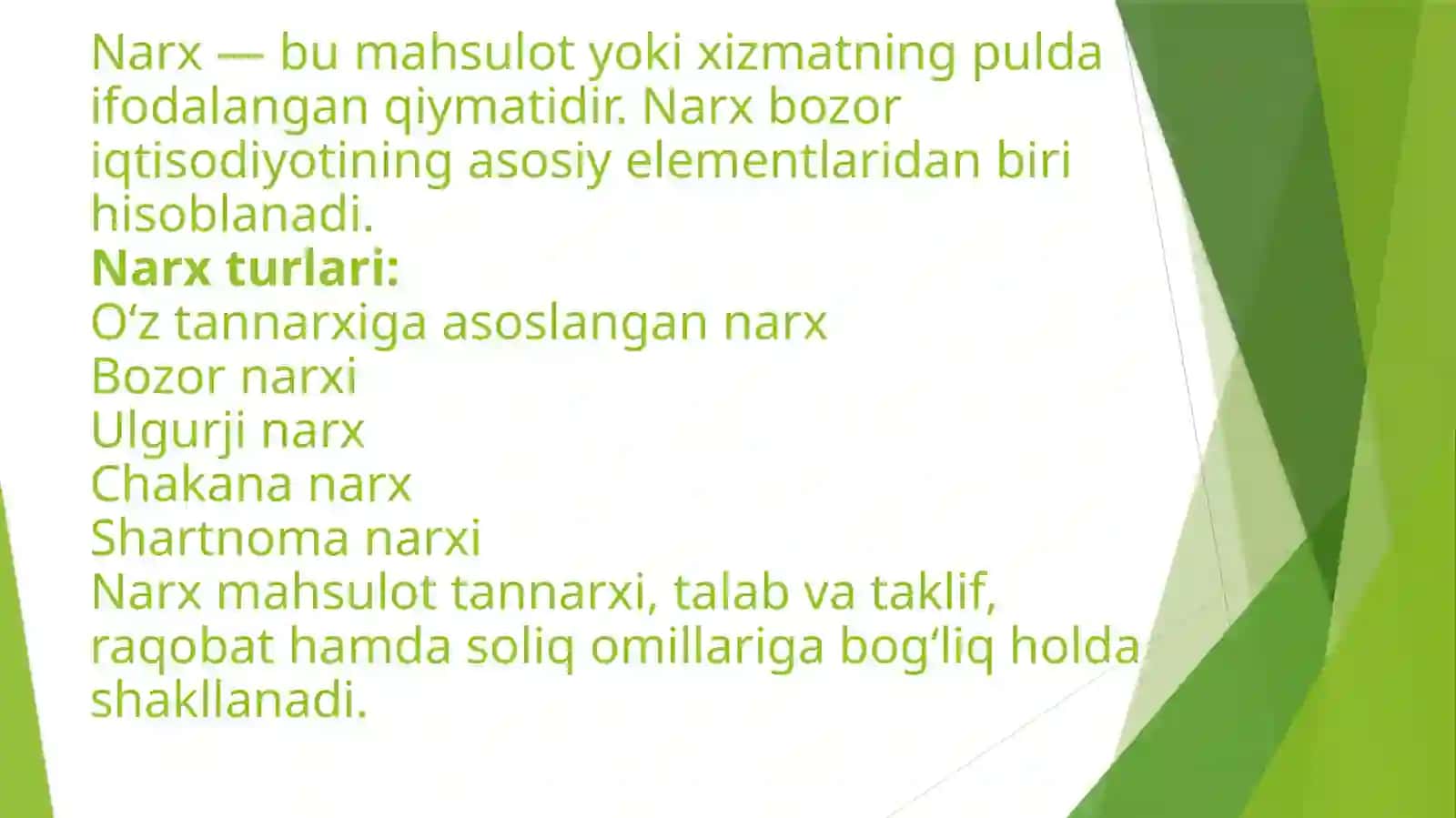 Narxtushunchasi va uning turlari 2