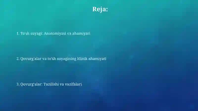 Qovurg'a suyagi.To'shsuyagi 2