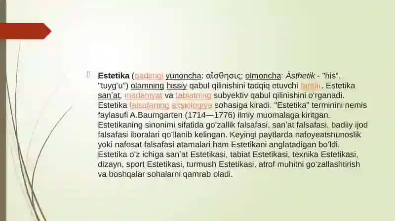 Estetikaning zamonaviy yo’nalishlari 2
