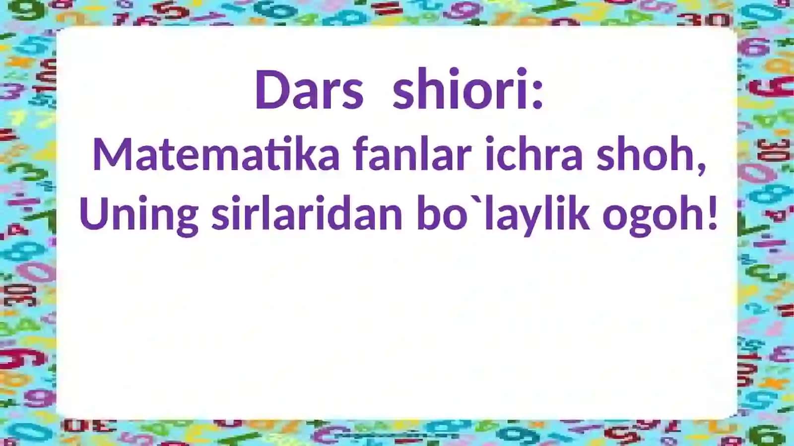 Uchxonalisonnibirxonalisongako`paytirish 2