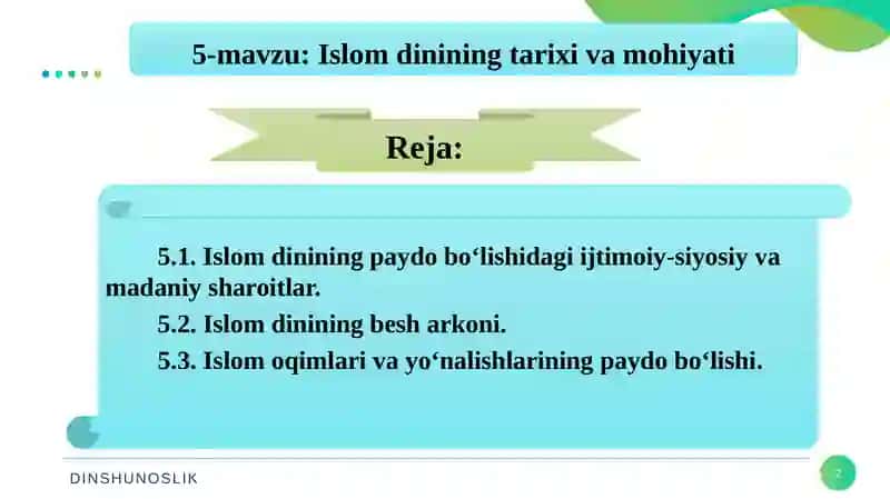 Islomdinining Tarixi va Mohiyati 2