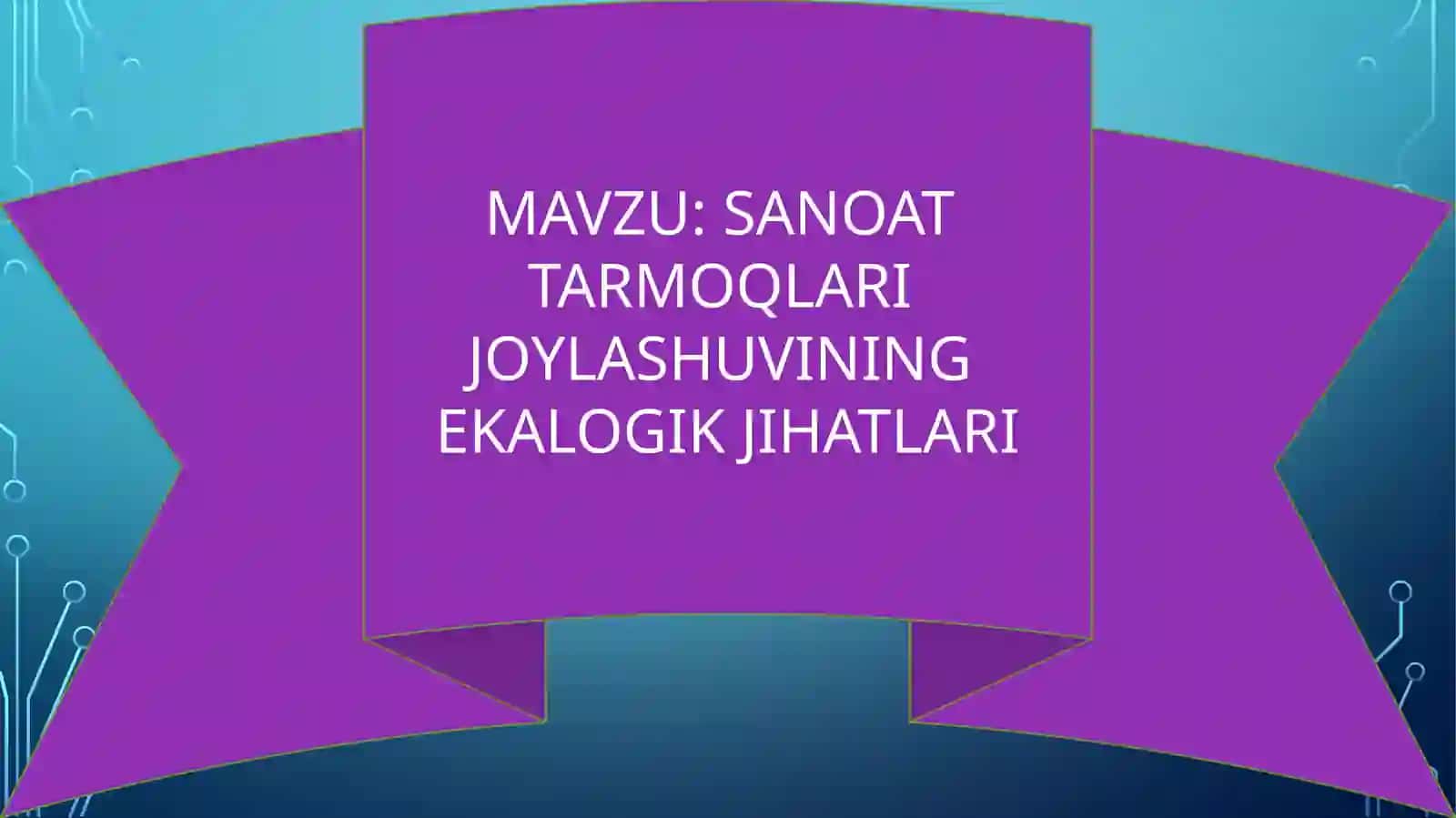 SANOAT TARMOQLARI JOYLASHUVINING EKALOGIK JIHATLARI 2