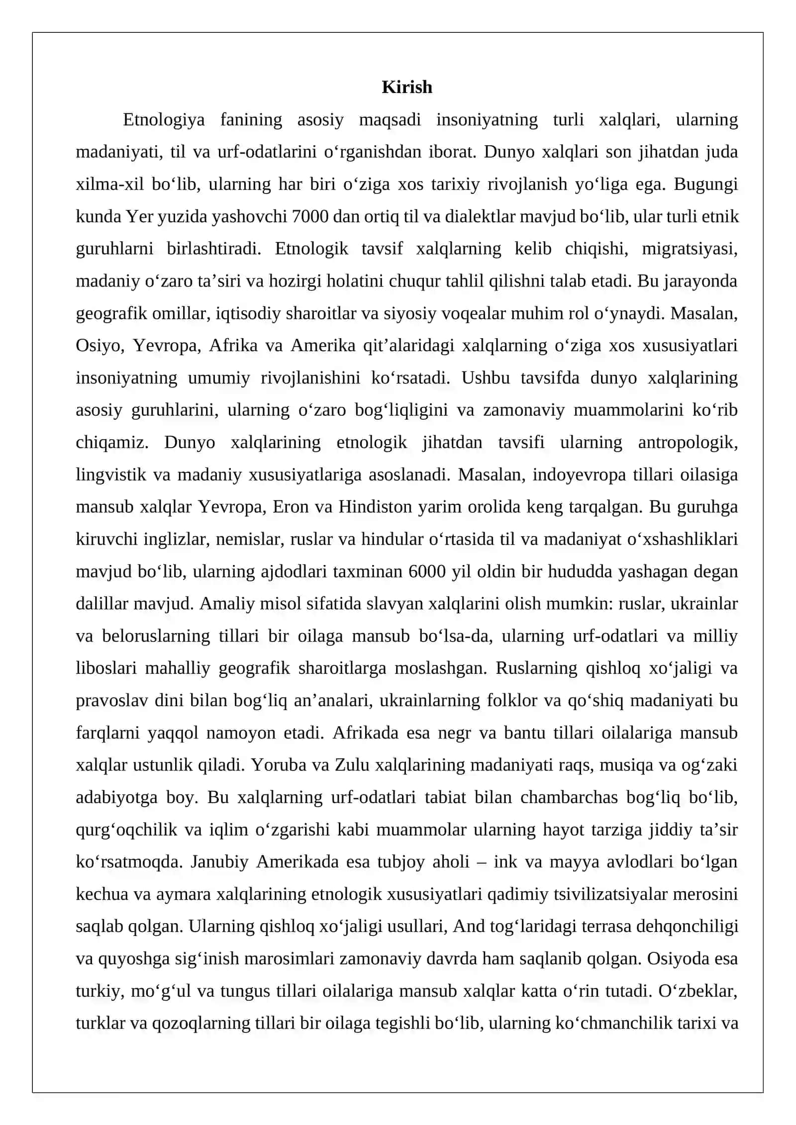Dunyo xalqlarining etnologik tavsifi 2