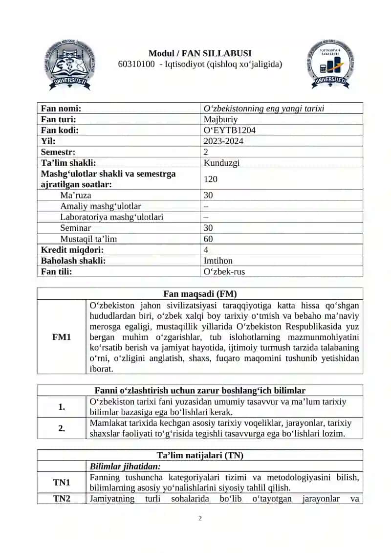 O‘zbekistonning eng yangi tarixi 2