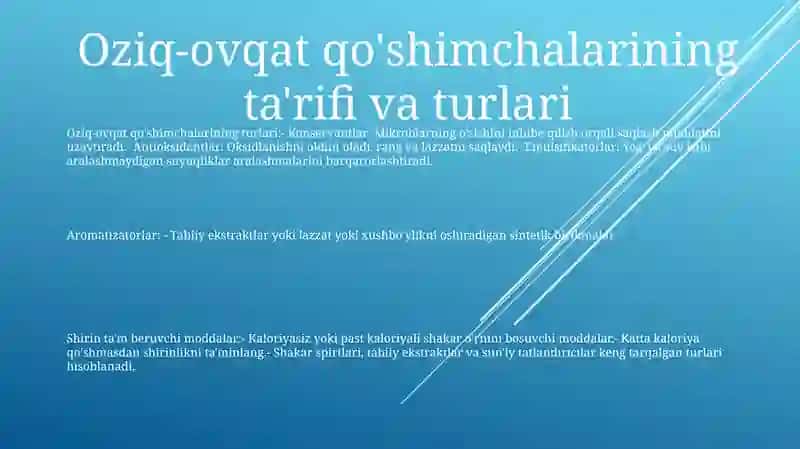 Oziq-ovqat qo'shimchalari 2
