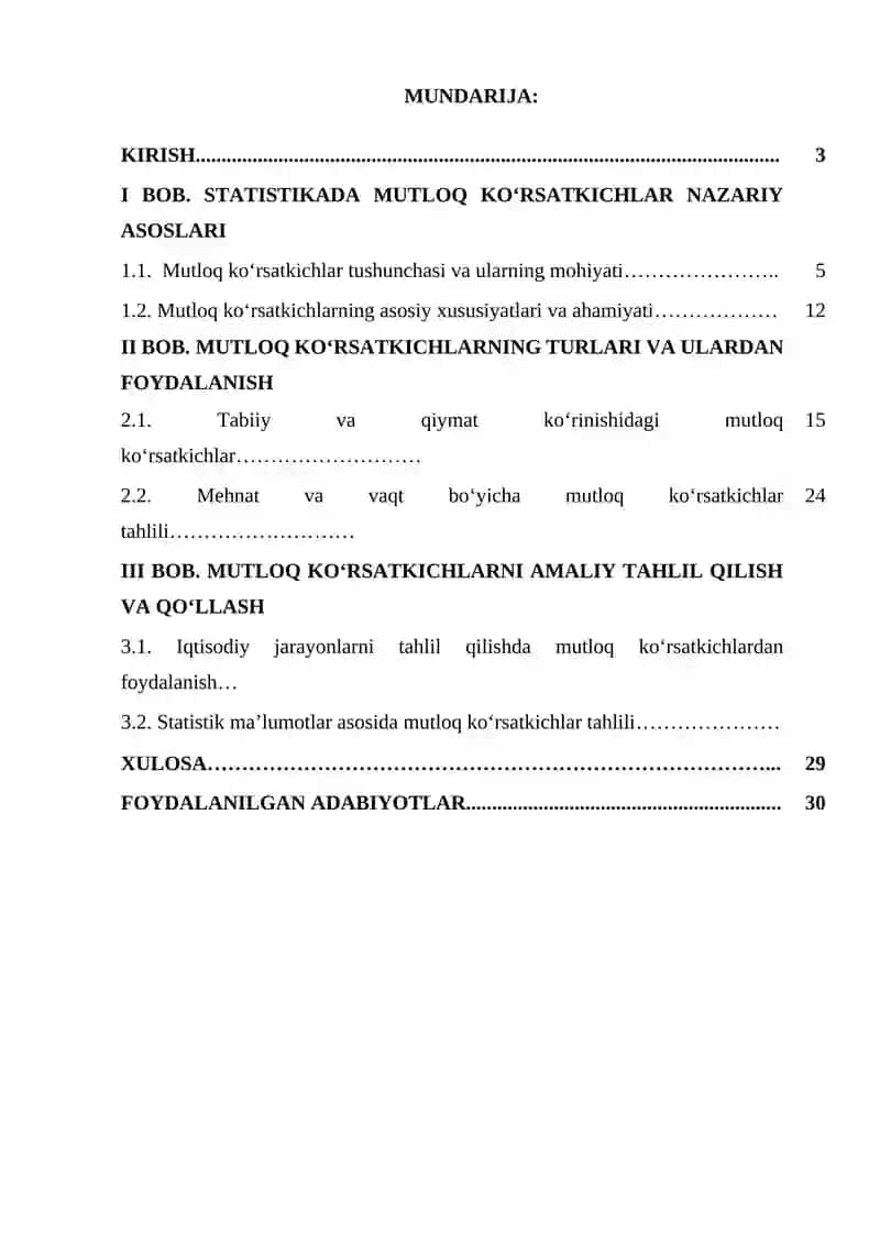 Mutloq ko'rsatkichlar va ularni turlari 2