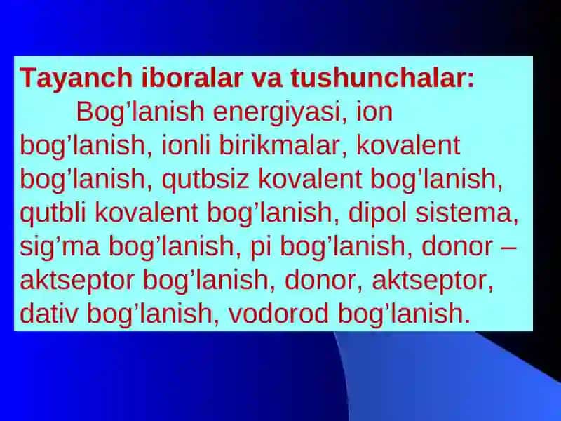 Tayanch iboralar va tushunchalar 2