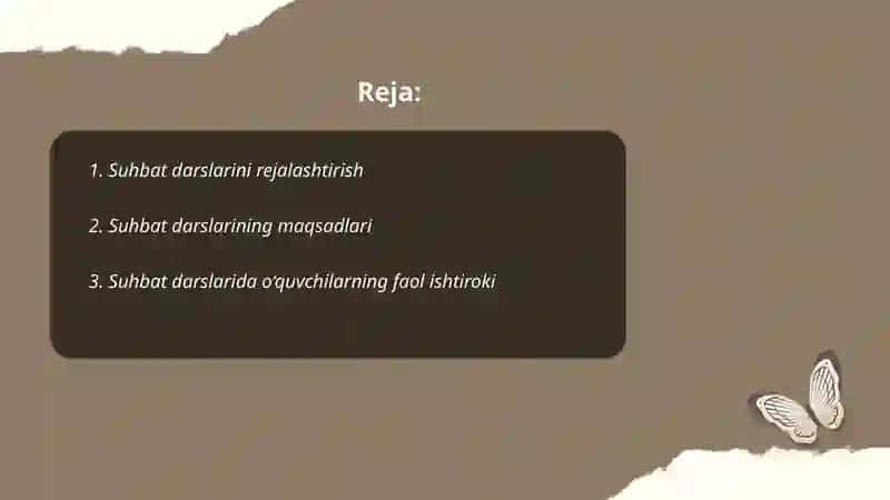 Suhbat darslarini tashkil etish metodikasi 2