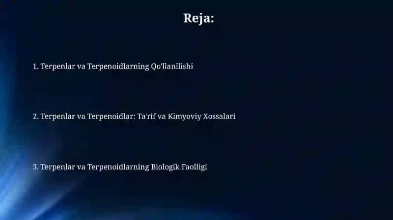 Terpenlar va terpenoidlar: xossalari va qo‘llanilishi 2