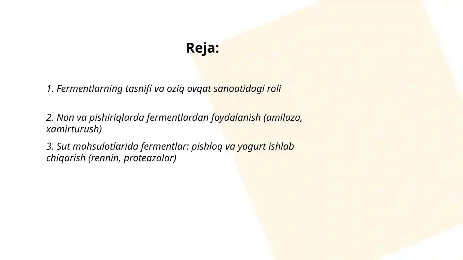 Fermentlarning oziq ovqat sanoatida qo'llanishi 2