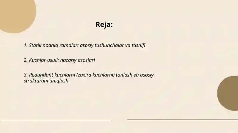 Statik noaniq ramalarni kuchlar usulida hisoblash 2
