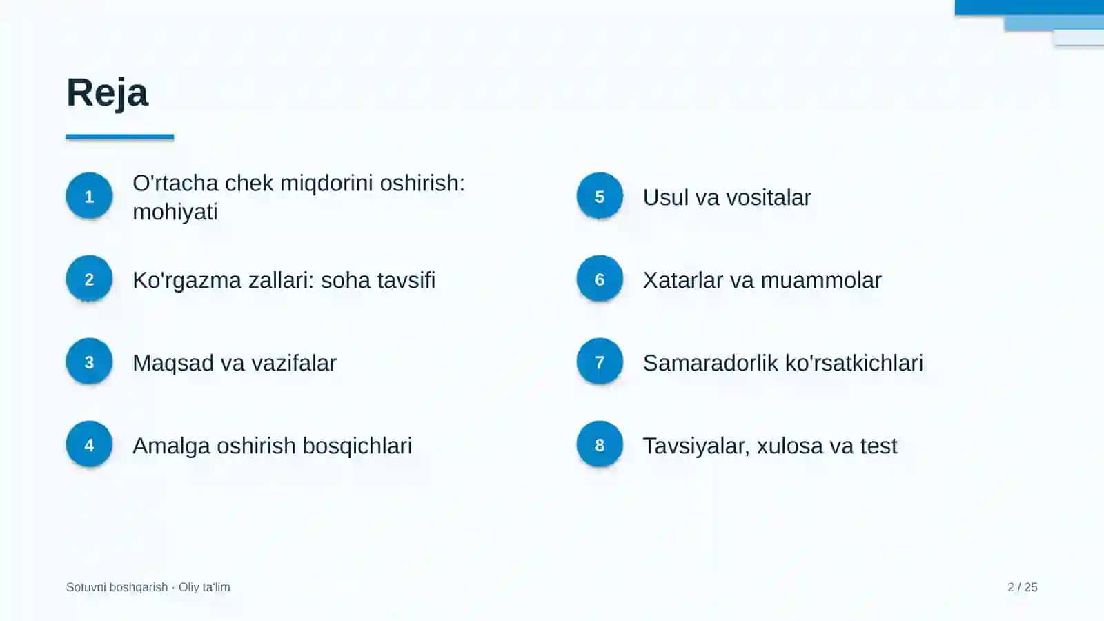 Ko'rgazma zallarida o'rtacha chek miqdorini oshirish 2