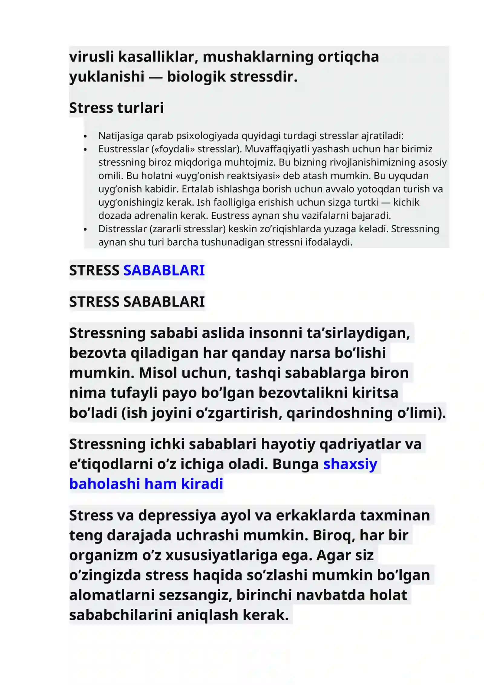 Stress va uning turlari 2