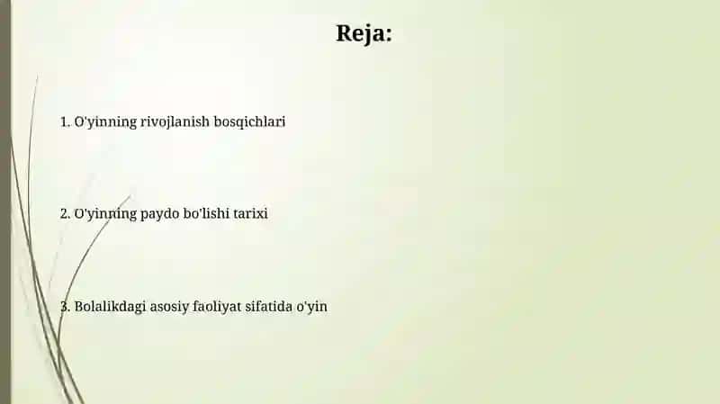 O'yin bola faoliyatining asosiy turi 2
