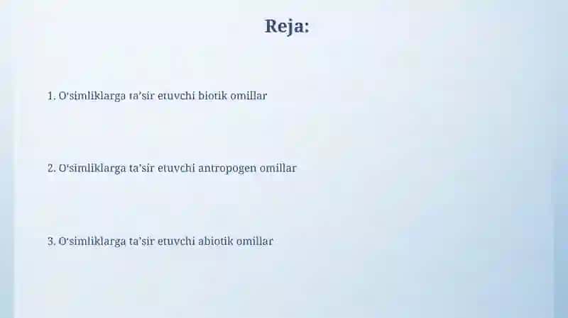 Oʻsimliklarga taʼsir etuvchi omillar 2