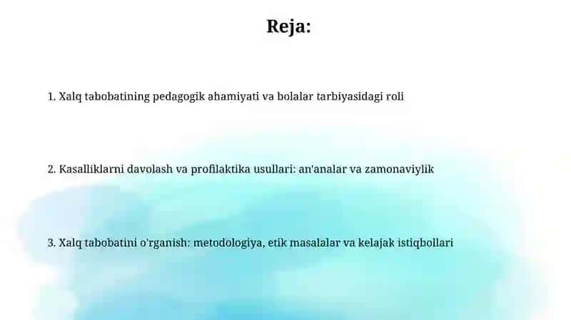 Xalq pedagogikasida xalq tabobati masalalari 2