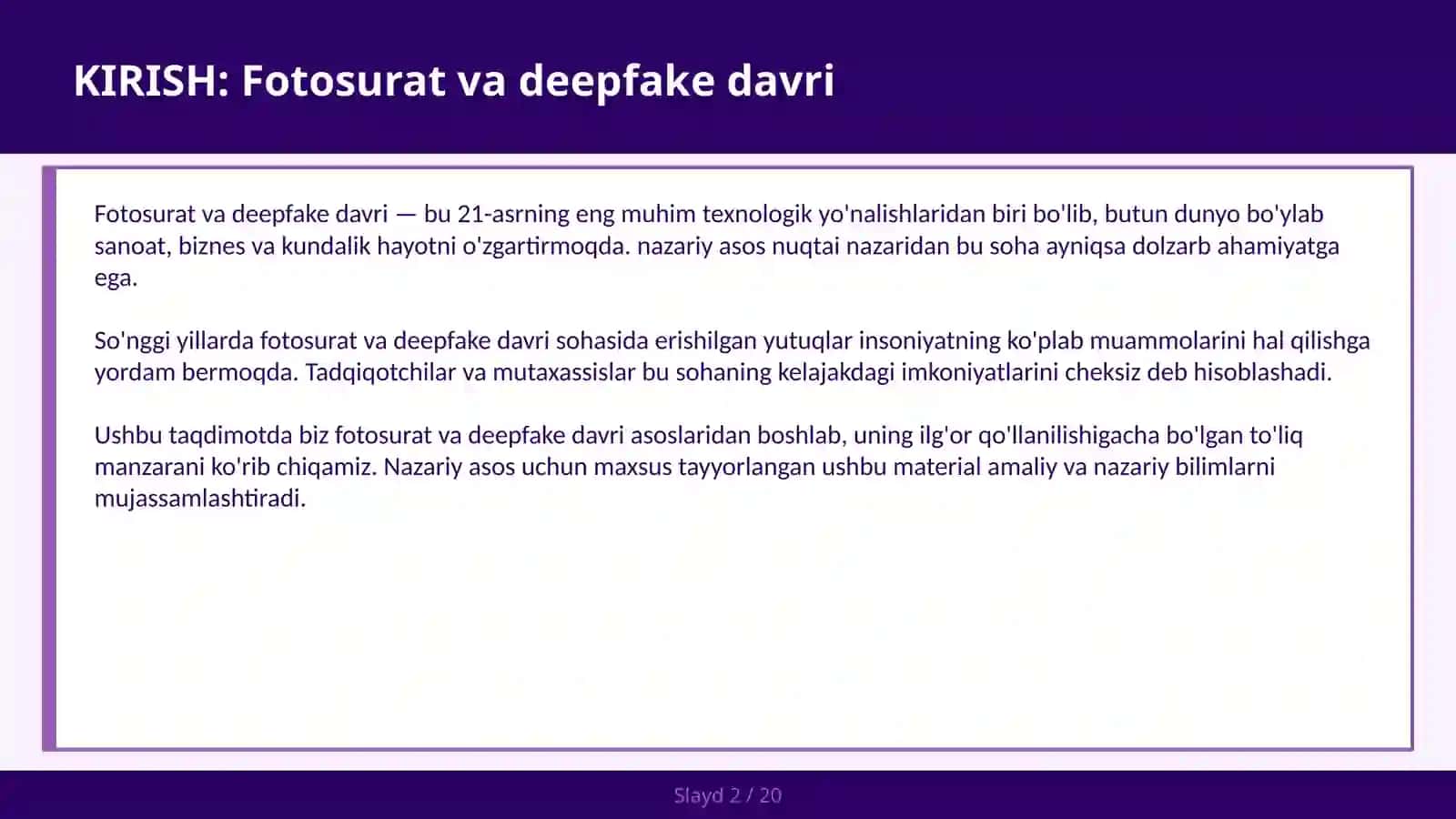 Fotosurat va deepfake davri 2