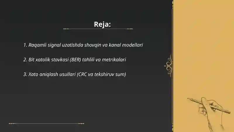 Raqamli signal uzatishda xatoliklarni kamaytirish usullari 2