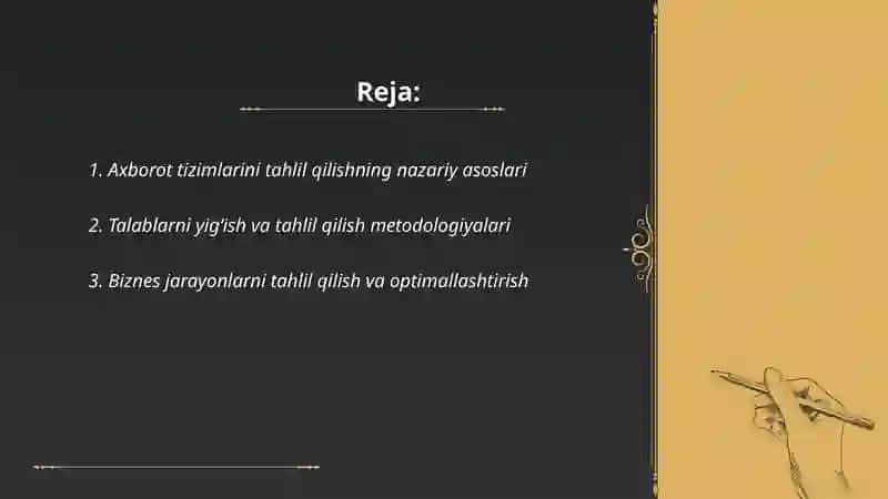 Axborot tizimlarining tahlili 2