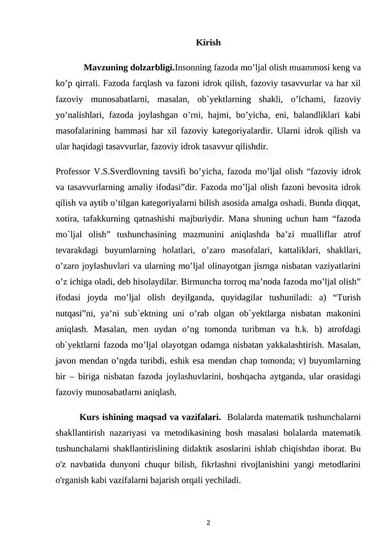 Insonning fazoda mo'ljal olishi 2