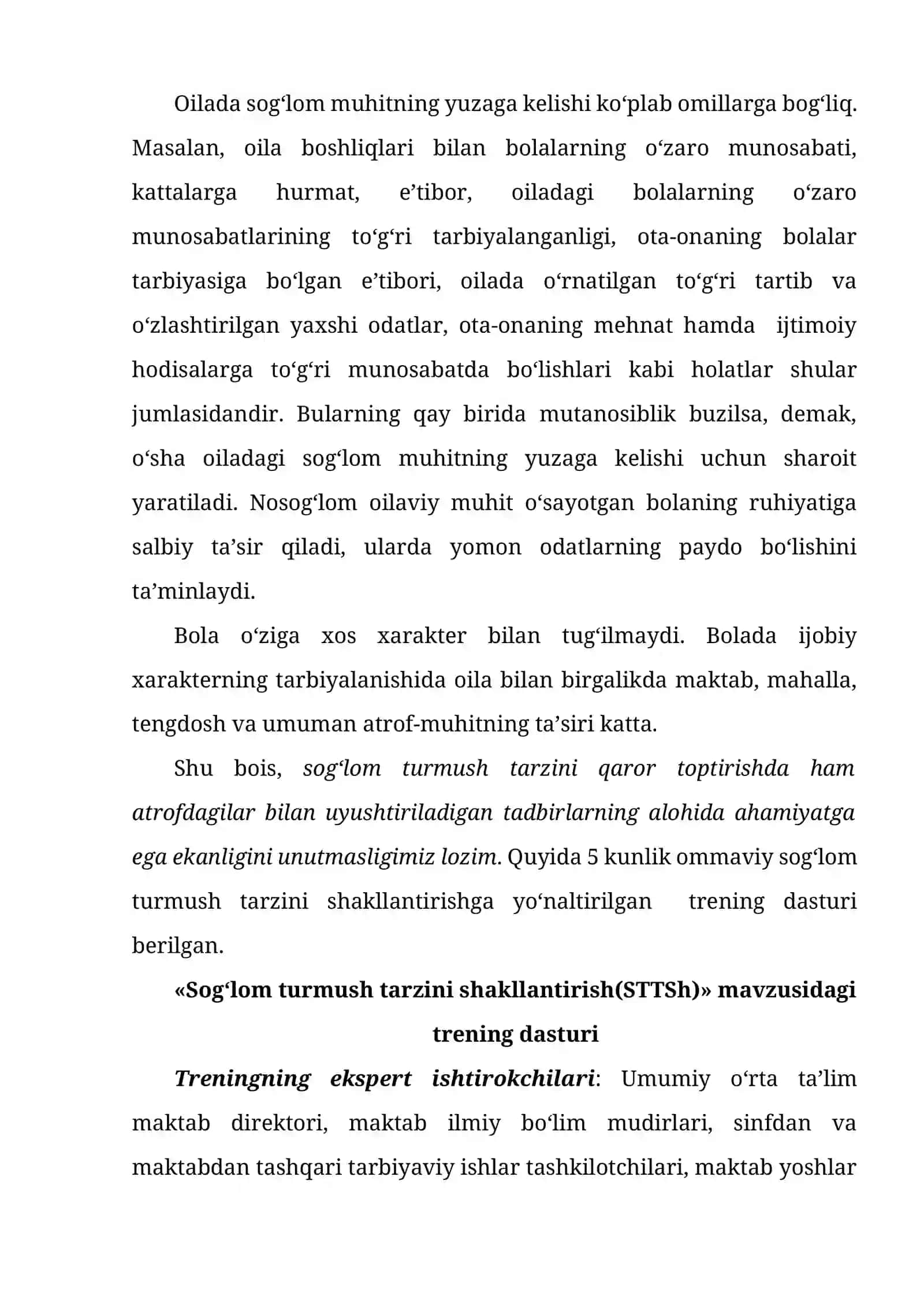 Sog‘lom turmush tarzini shakllantirishda oila, maktab va mahalla hamkorligi 2